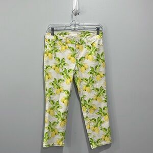 Talbots size 4 petite signature crop pants lemon print NEW